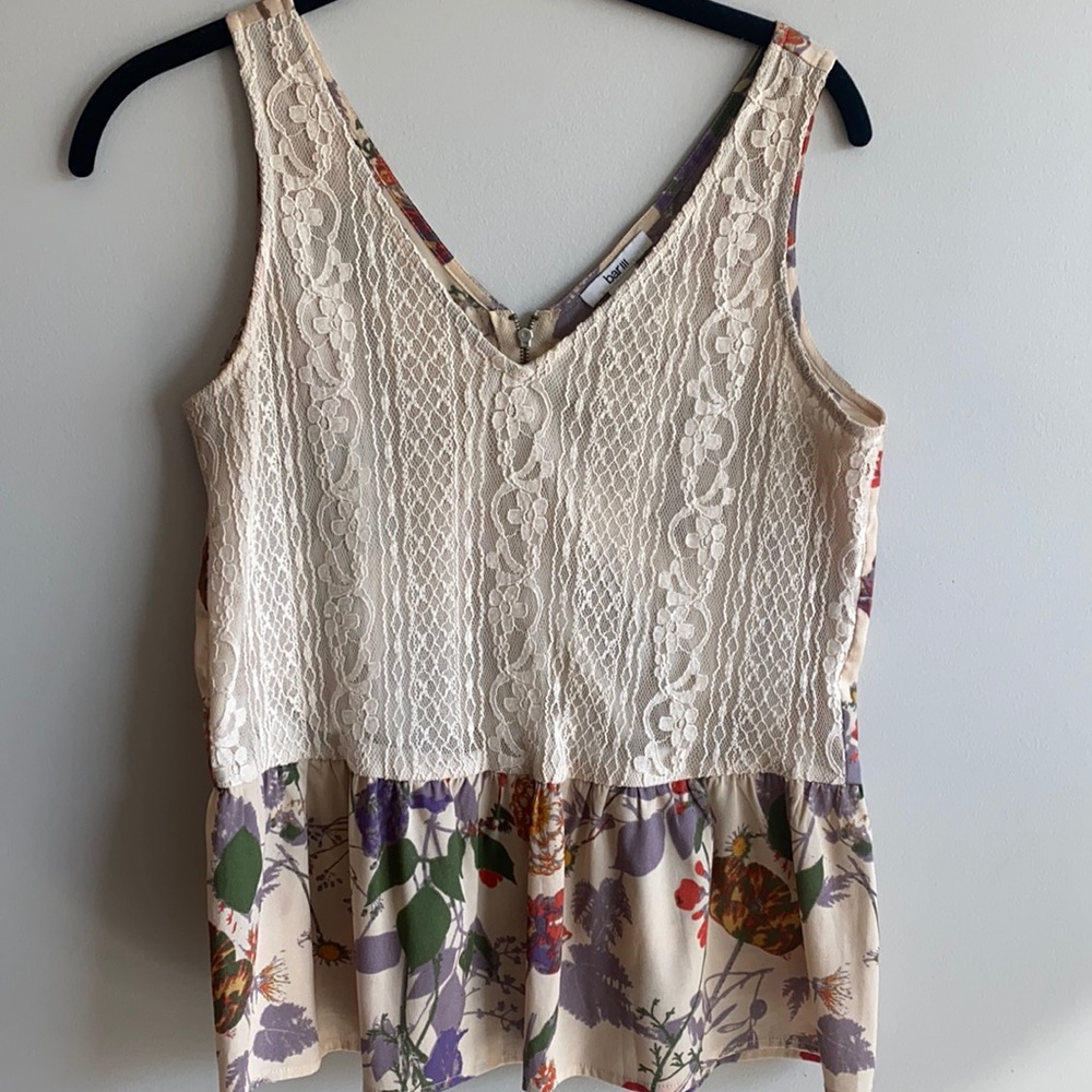 Bar III floral tank top w/ zip back